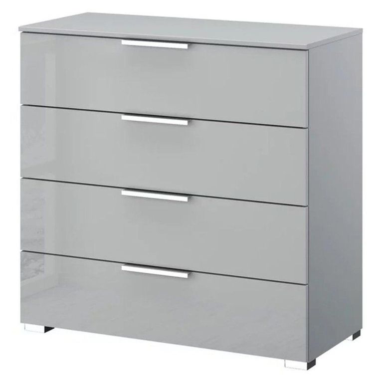 Rauch Miramar 4 Drawer Chest - Silk Grey and Silk Grey Glass
