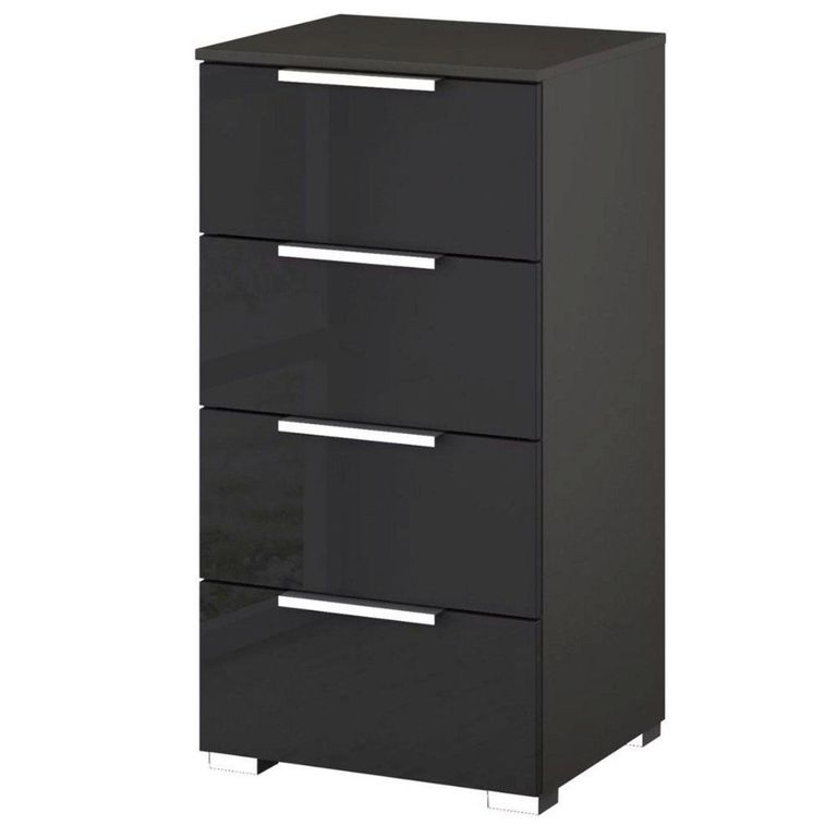 Rauch Miramar 4 Drawer Narrow Chest - Graphite and Basalt Glass