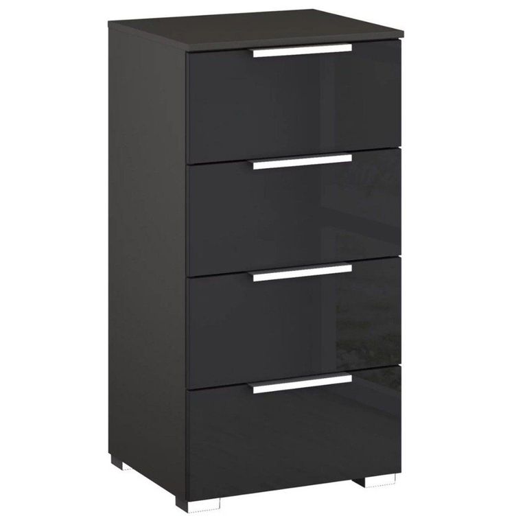 Rauch Miramar 4 Drawer Narrow Chest - Graphite and Basalt Glass