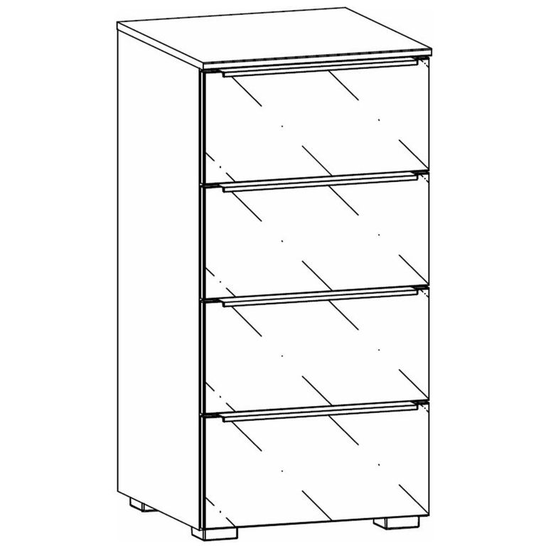 Rauch Monostar 4 Drawer Chest - Alpine White with White Glass