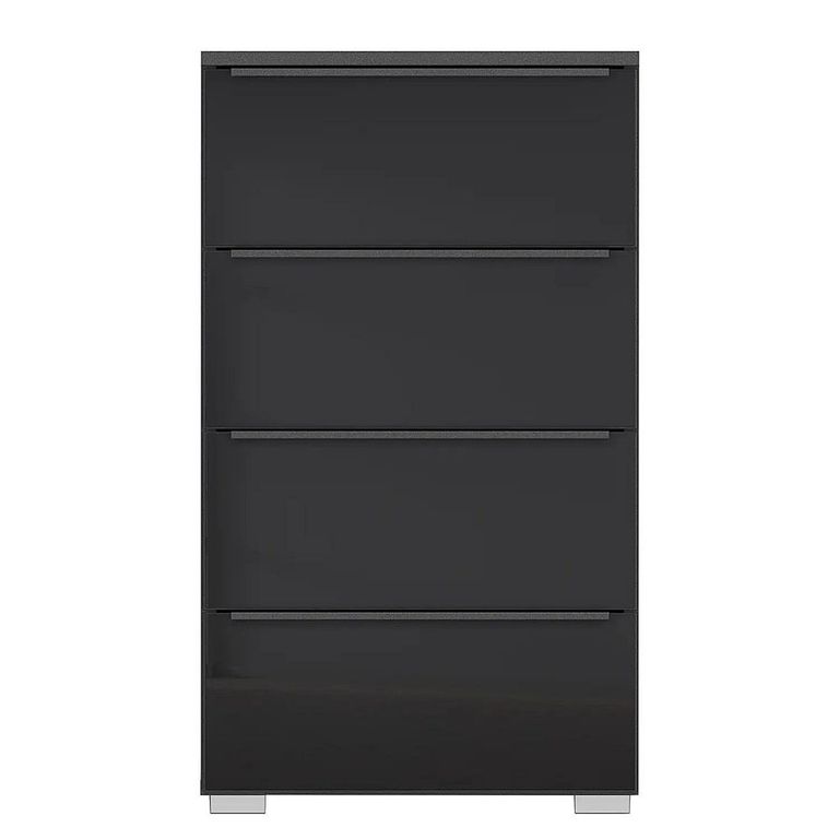 Rauch Monostar 4 Drawer Chest - Metallic Dark Grey with Basalt Glass