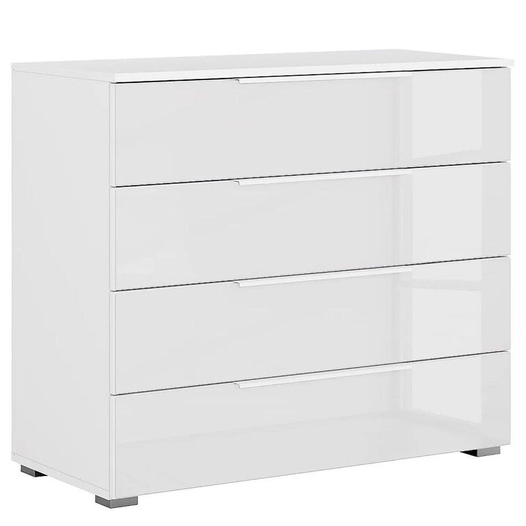 Rauch Monostar 4 Drawer Wide Chest - Alpine White with White Glass