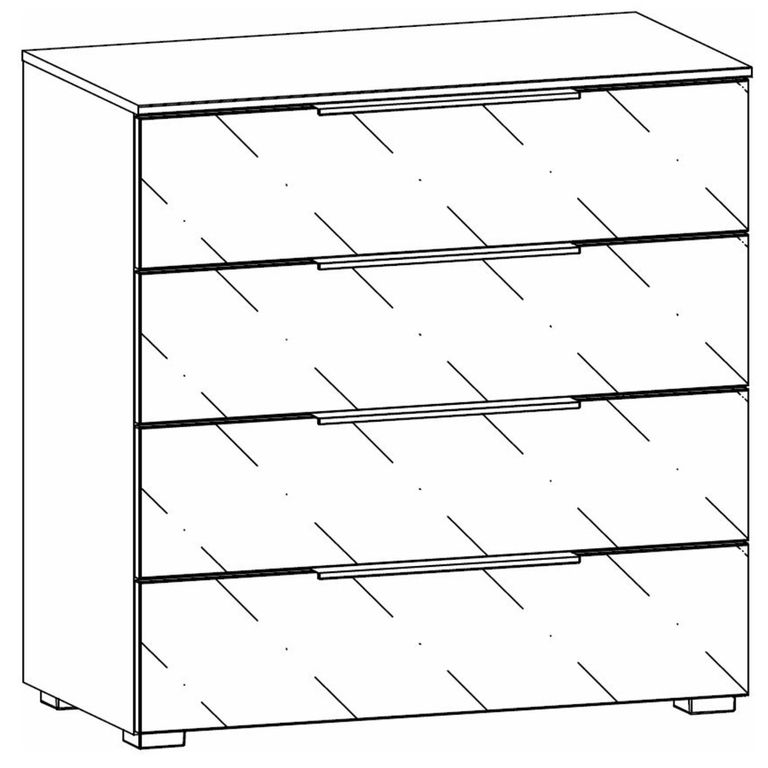 Rauch Monostar 4 Drawer Wide Chest - Alpine White with White Glass