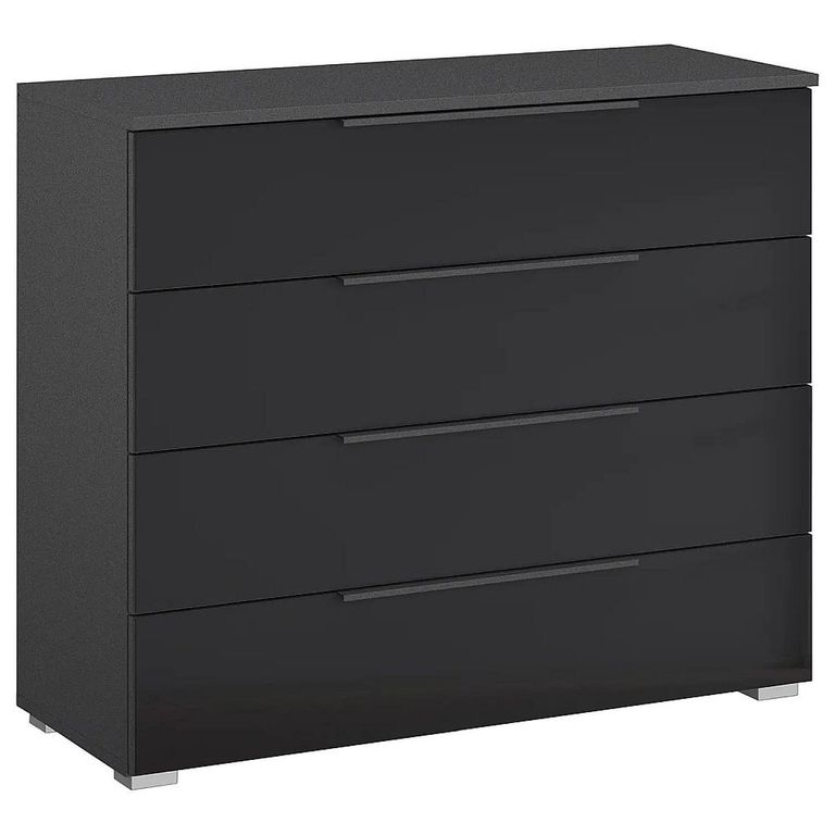 Rauch Monostar 4 Drawer Wide Chest - Metallic Dark Grey with Basalt Glass