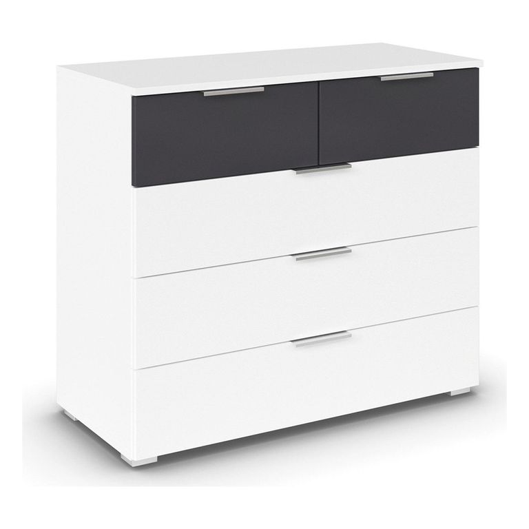 Rauch Monza 5 Drawer Chest - Alpine White and Metallic Dark Grey