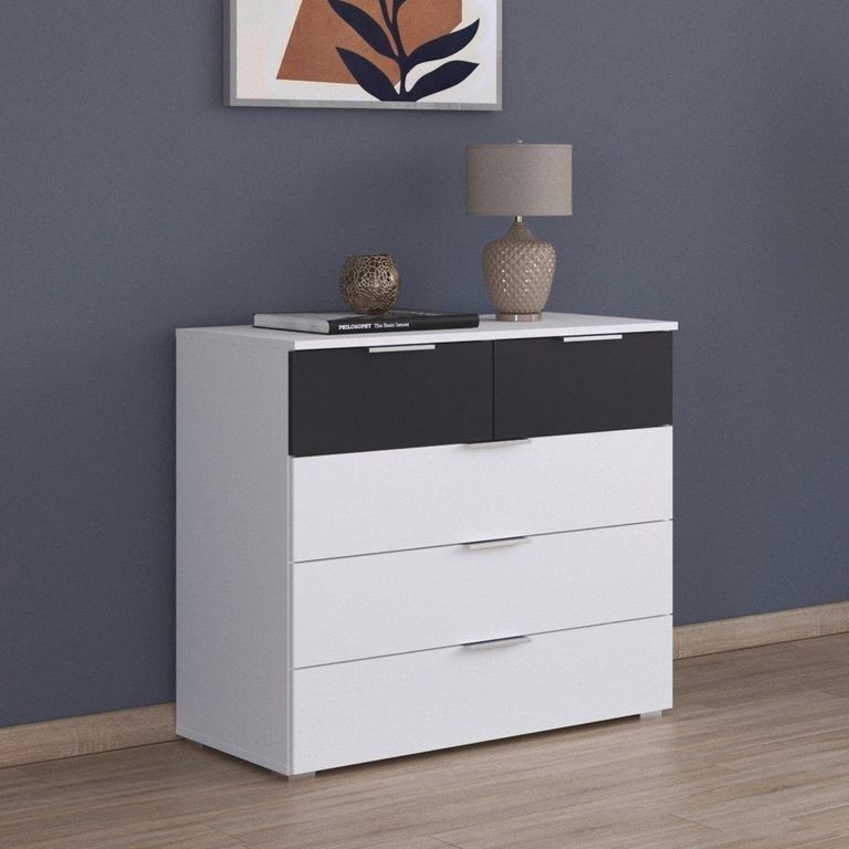 Rauch Monza 5 Drawer Chest - Alpine White and Metallic Dark Grey