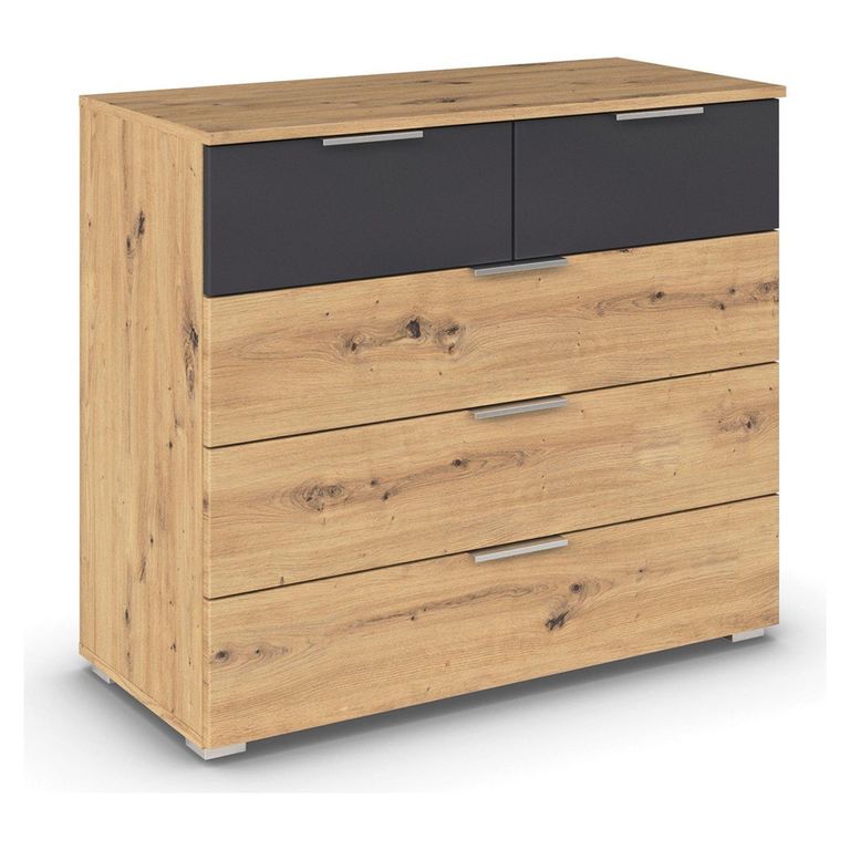 Rauch Monza 5 Drawer Chest - Artisan Oak and Metallic Dark Grey