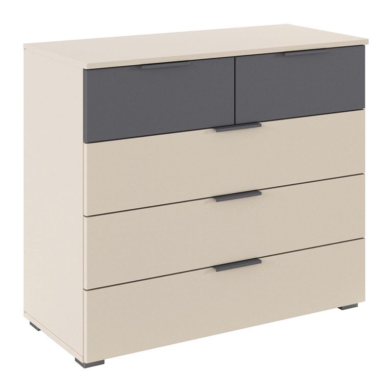 Rauch Sajo 3+2 Drawer Chest - Champagne and Metallic Dark Grey