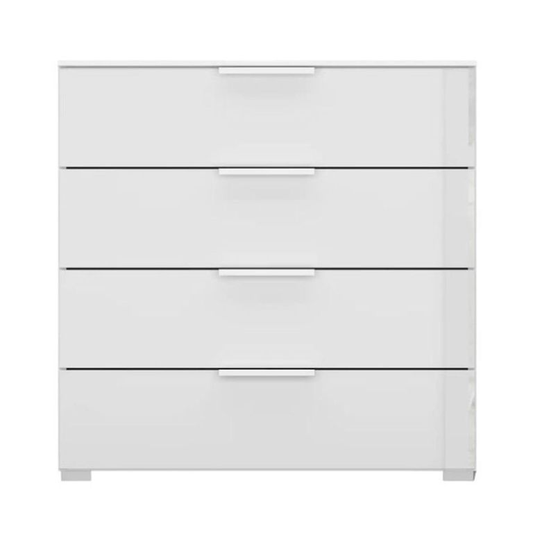 Rauch Skat Meridian 4 Drawer Chest - Alpine White and Crystal White Glass
