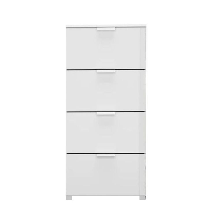 Rauch Skat Meridian 4 Drawer Narrow Chest - Alpine White and Crystal White Glass