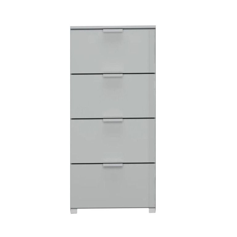 Rauch Skat Meridian 4 Drawer Narrow Chest - Silk Grey and Silk Grey Glass