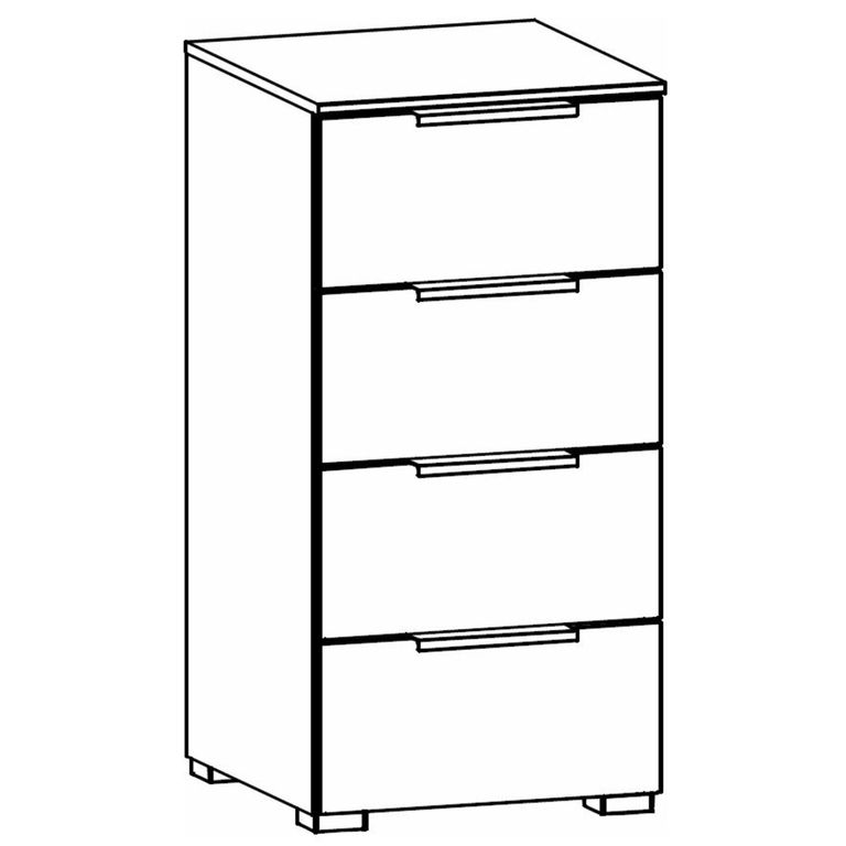 Rauch Skat Meridian 4 Drawer Narrow Chest - Silk Grey and Silk Grey Glass