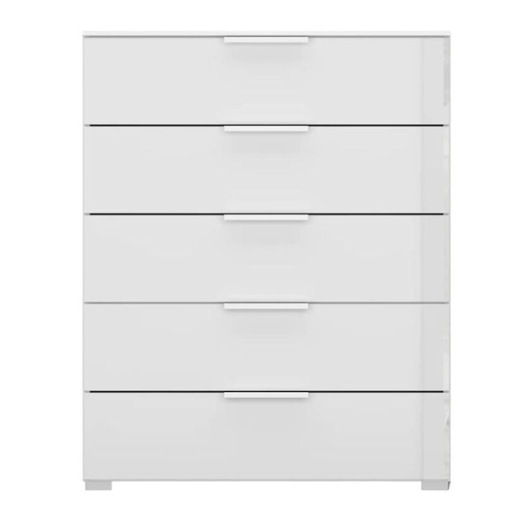 Rauch Skat Meridian 5 Drawer Chest - Alpine White and Crystal White Glass