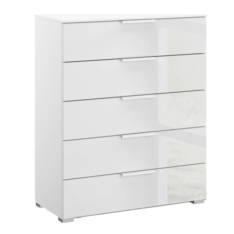 Rauch Skat Meridian 5 Drawer Chest - Alpine White and Crystal White Glass