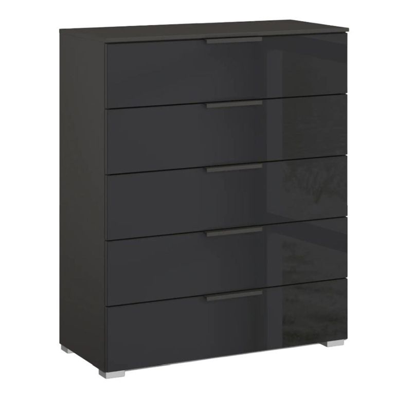 Rauch Skat Meridian 5 Drawer Chest - Graphite and Basalt Glass