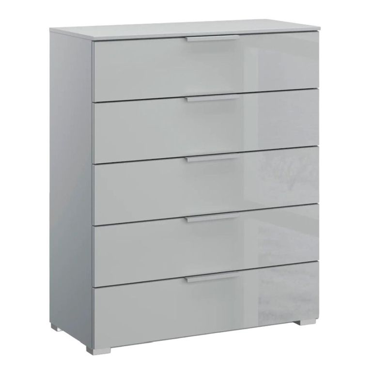 Rauch Skat Meridian 5 Drawer Chest - Silk Grey and Silk Grey Glass