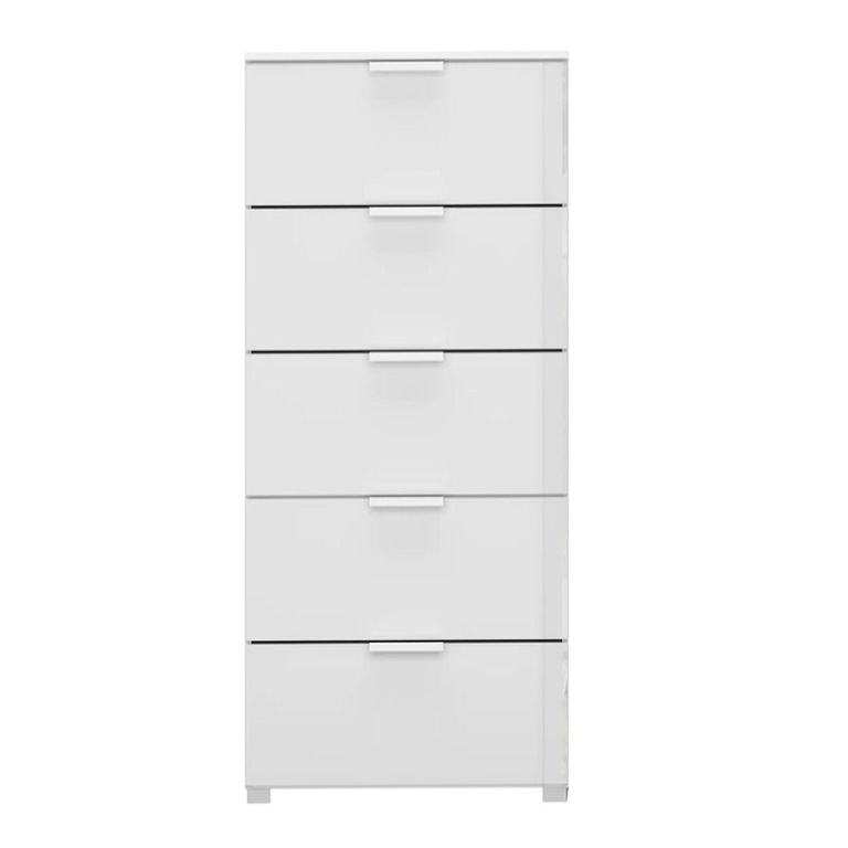 Rauch Skat Meridian 5 Drawer Tall Chest - Alpine White and Crystal White Glass