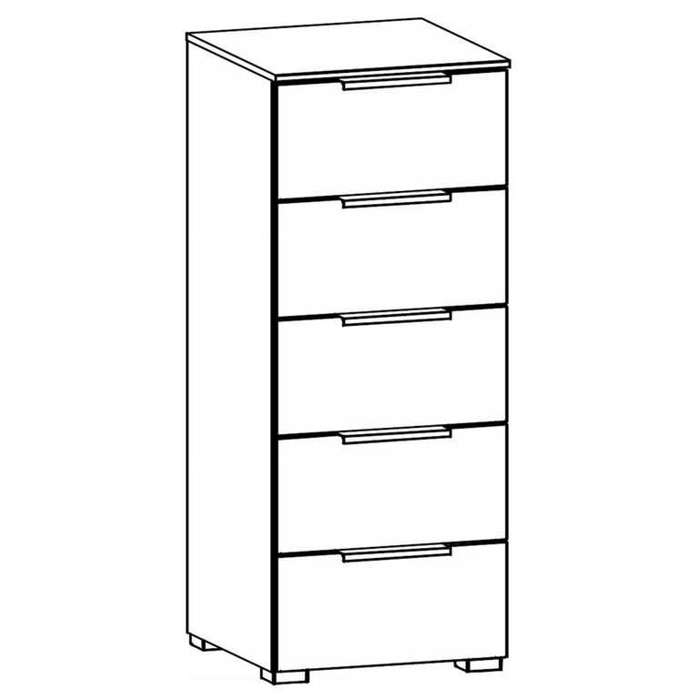 Rauch Skat Meridian 5 Drawer Tall Chest - Alpine White and Crystal White Glass