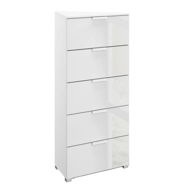 Rauch Skat Meridian 5 Drawer Tall Chest - Alpine White and Crystal White Glass