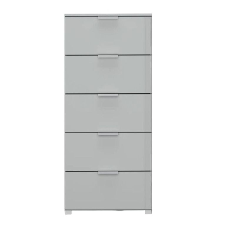 Rauch Skat Meridian 5 Drawer Tall Chest - Silk Grey and Silk Grey Glass