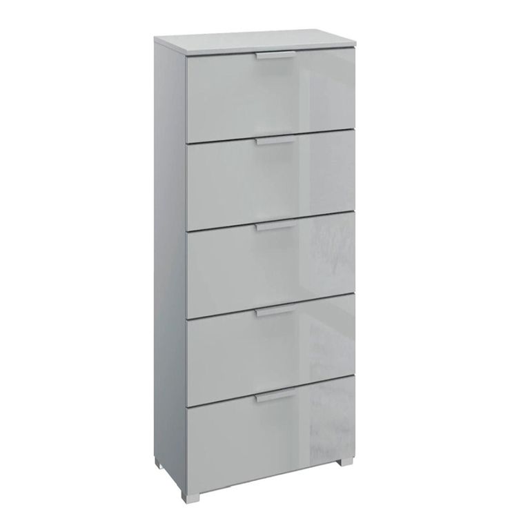 Rauch Skat Meridian 5 Drawer Tall Chest - Silk Grey and Silk Grey Glass