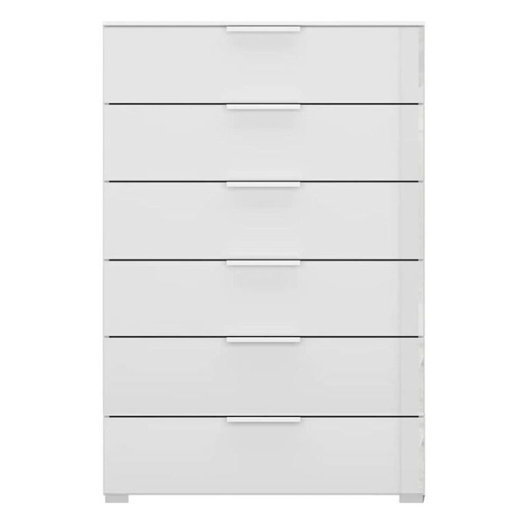Rauch Skat Meridian 6 Drawer Chest - Alpine White and Crystal White Glass