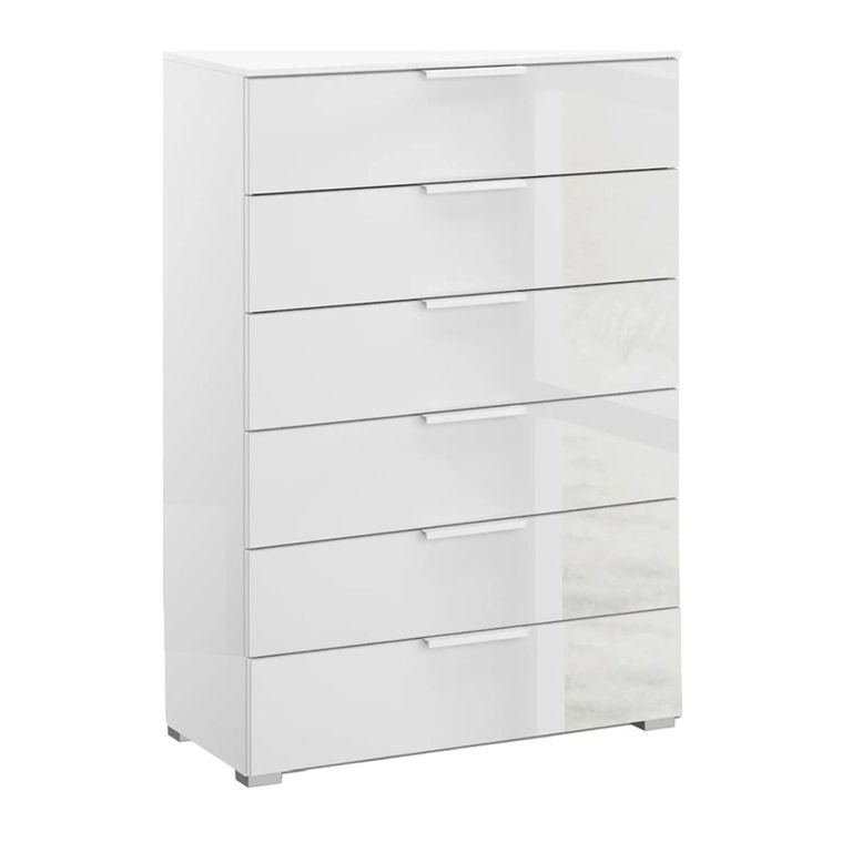 Rauch Skat Meridian 6 Drawer Chest - Alpine White and Crystal White Glass