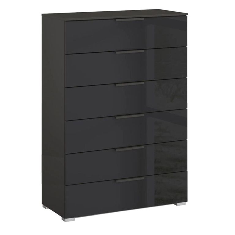 Rauch Skat Meridian 6 Drawer Chest - Graphite and Basalt Glass