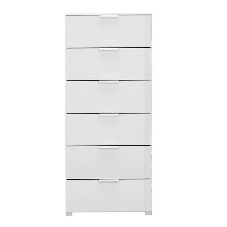 Rauch Skat Meridian 6 Drawer Tall Chest - Alpine White and Crystal White Glass