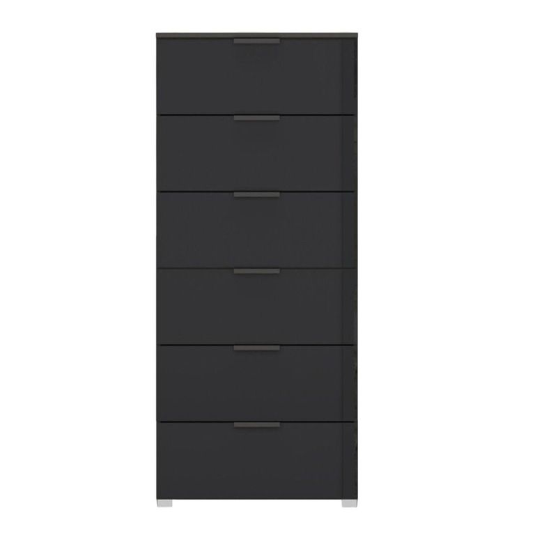 Rauch Skat Meridian 6 Drawer Tall Chest - Graphite and Basalt Glass