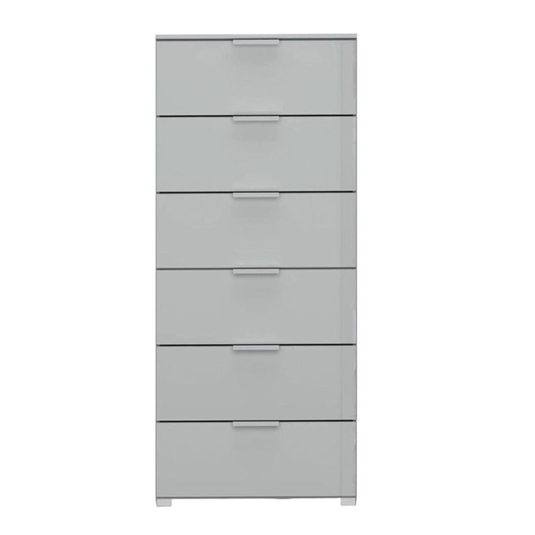 Rauch Skat Meridian 6 Drawer Tall Chest - Silk Grey and Silk Grey Glass