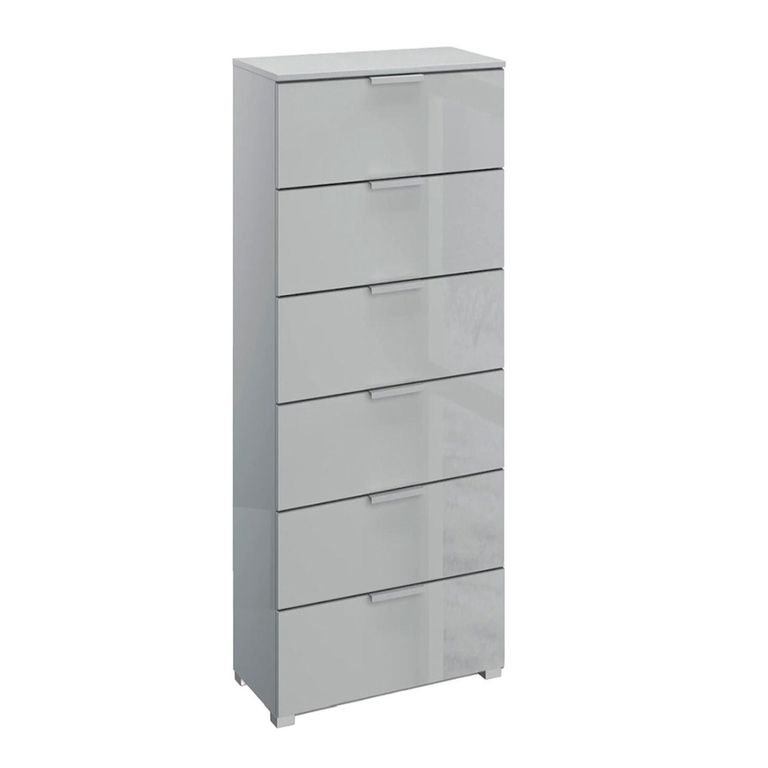 Rauch Skat Meridian 6 Drawer Tall Chest - Silk Grey and Silk Grey Glass