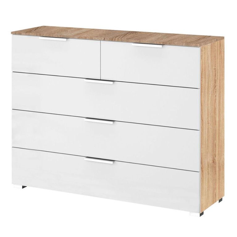 Rauch Texas 3+2 Drawer Chest - Sonoma Oak and Alpine White