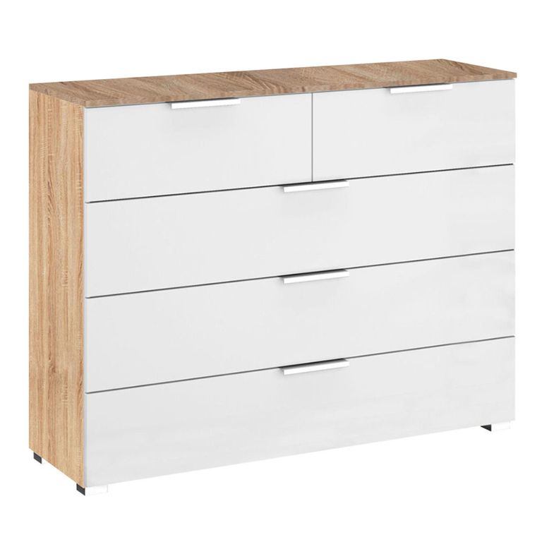 Rauch Texas 3+2 Drawer Chest - Sonoma Oak and Alpine White
