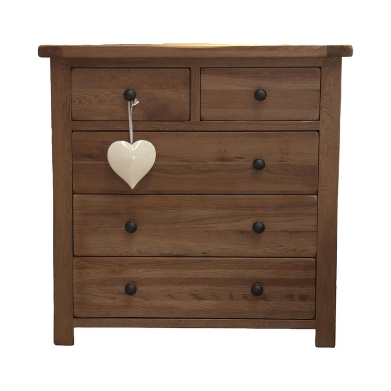 Rustic Oak Chest of Drawers - 3+2 Drawer - Oak