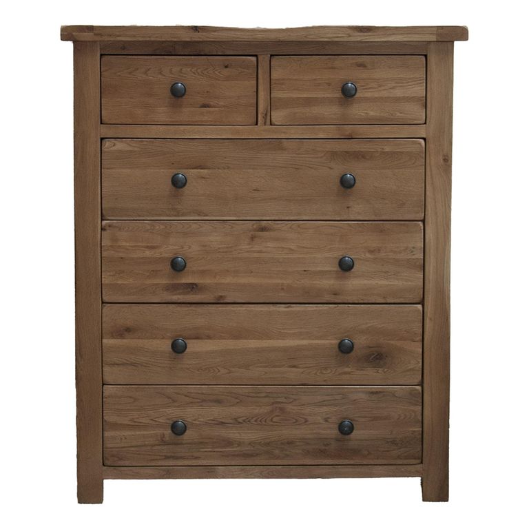 Rustic Oak Chest of Drawers - 4+2 Drawer - Oak