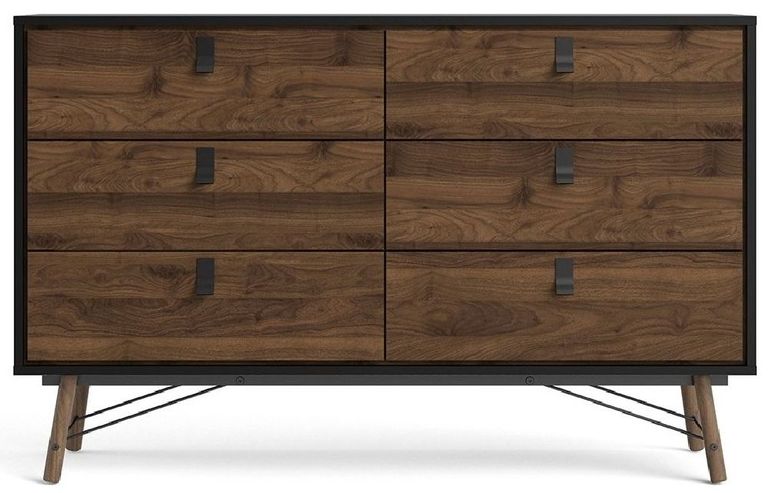 Ry Black 6 Drawer Wide Chest
