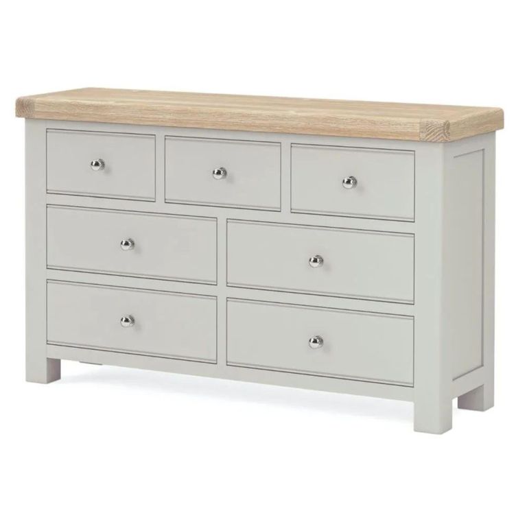 Salcombe Chest - 3+4 Drawer Wide - Grey Oak