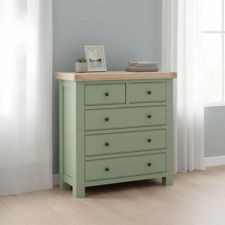 Salcombe Chest - 2+3 Drawer - Sage Oak