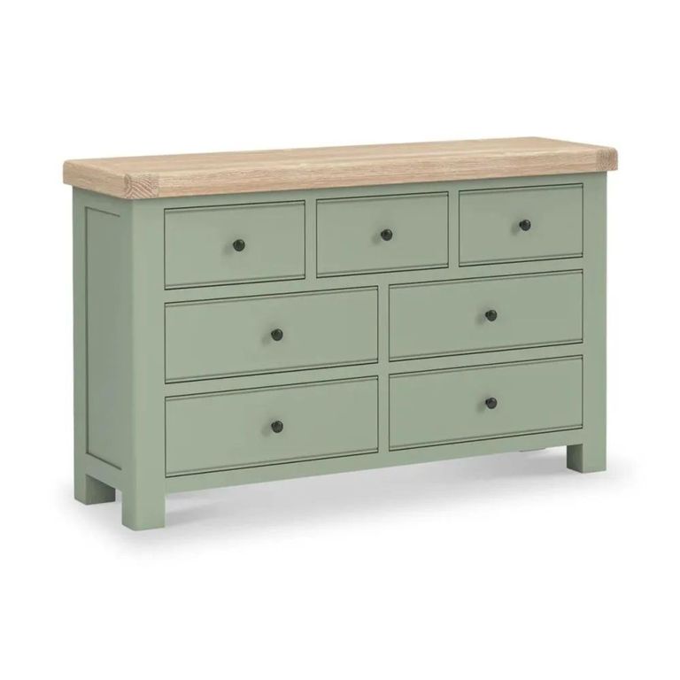 Salcombe Chest - 3+4 Drawer Wide - Sage Oak