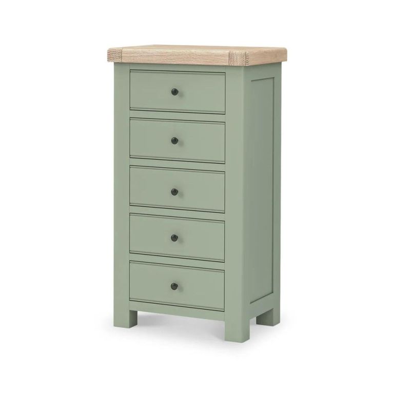Salcombe Chest - 5 Drawer Tallboy - Sage Oak