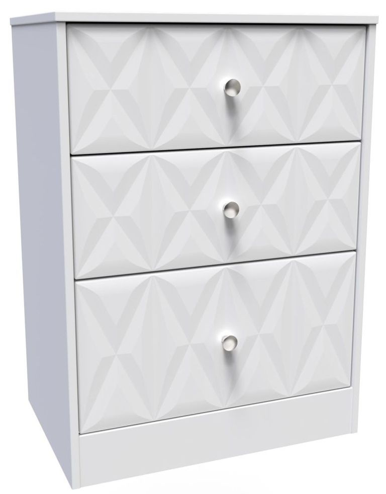 San Jose White 3 Drawer Deep Midi Chest