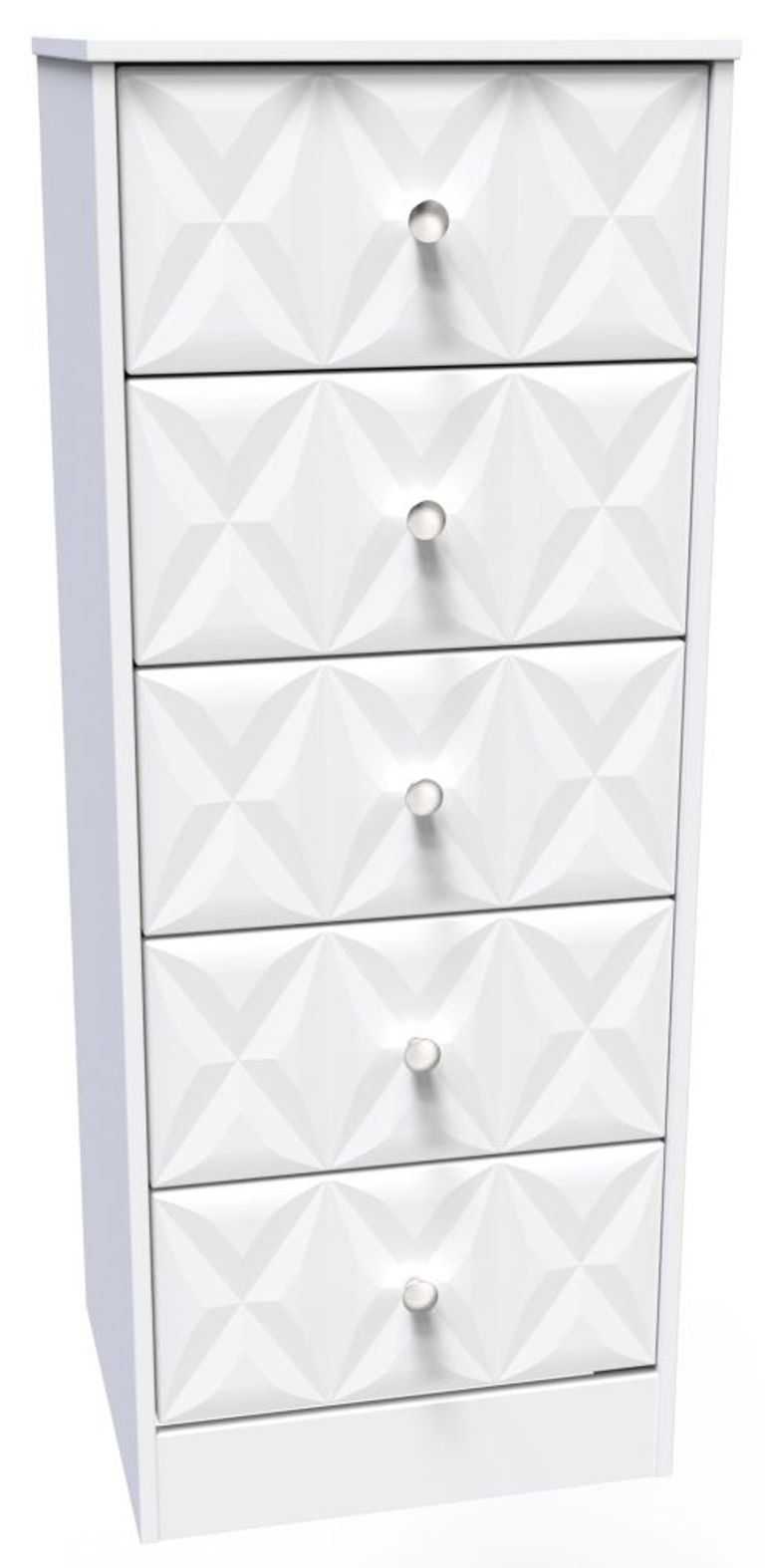 San Jose White 5 Drawer Narrow Chest