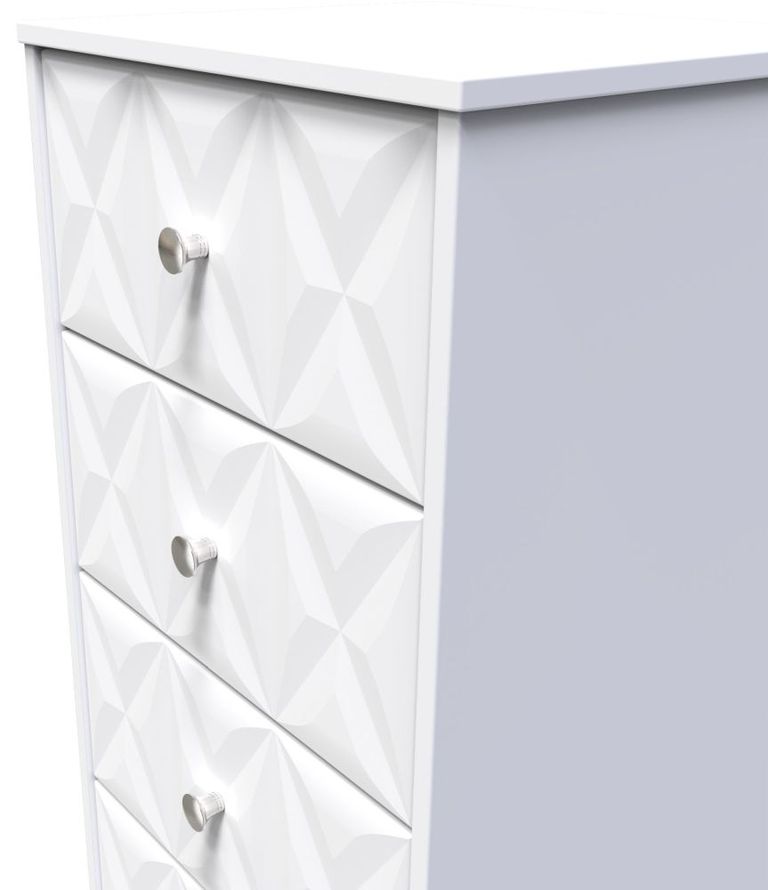 San Jose White 5 Drawer Narrow Chest