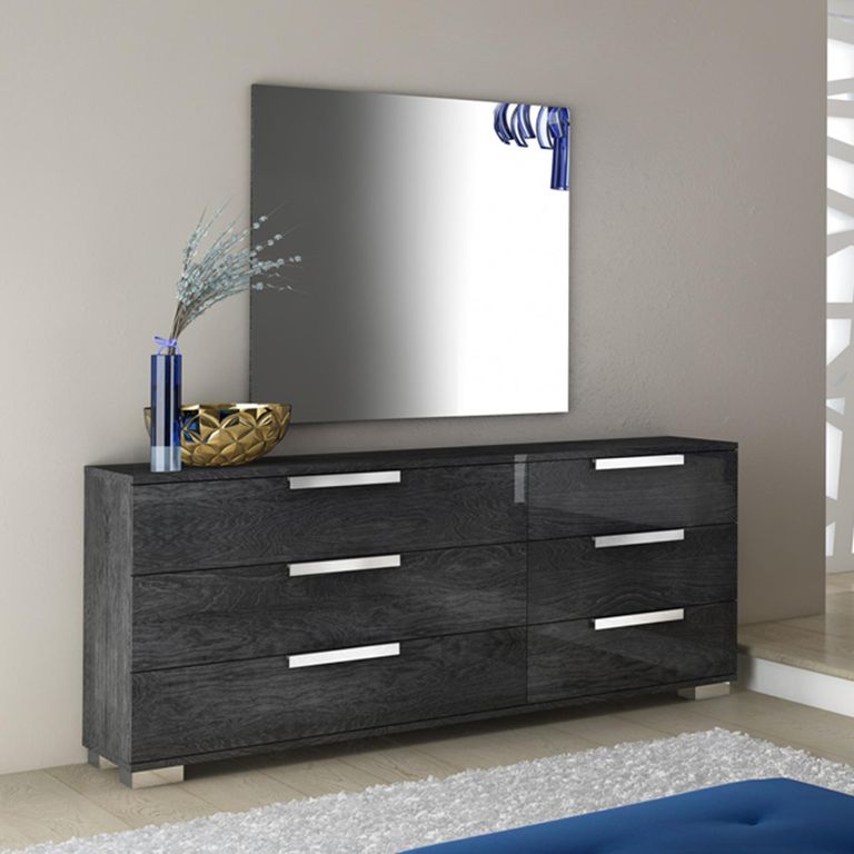 Sarah Wide Dresser with Horizontal Handles - 6 Drawer - Grey Birch