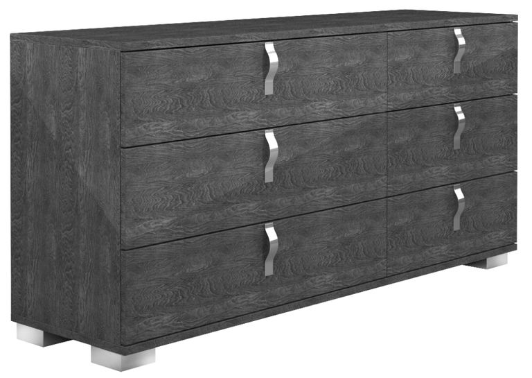 Sarah Wide Dresser with Horizontal Handles - 6 Drawer - Grey Birch