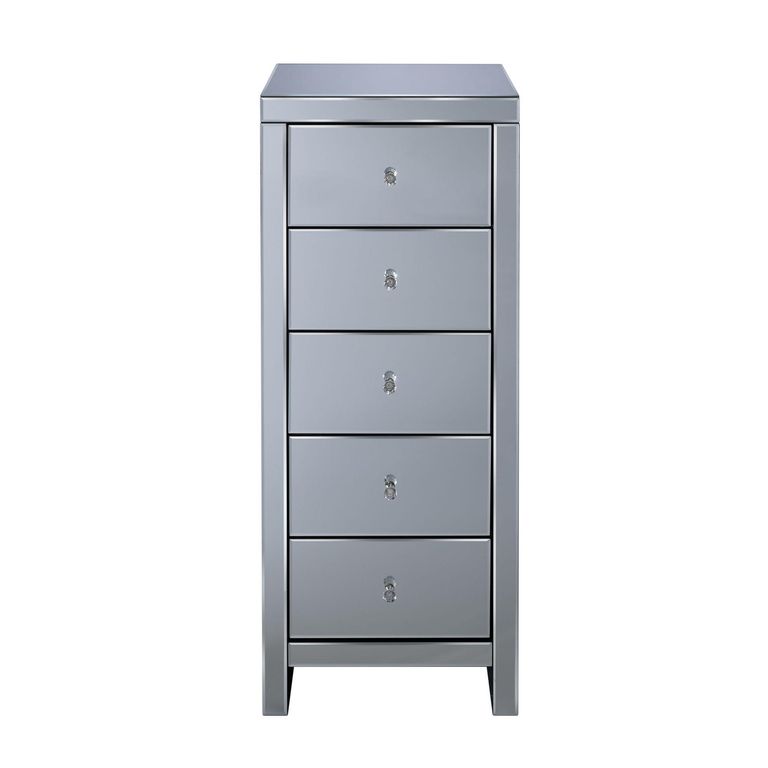 Seville Tall Chest - 5 Drawer - Mirrored