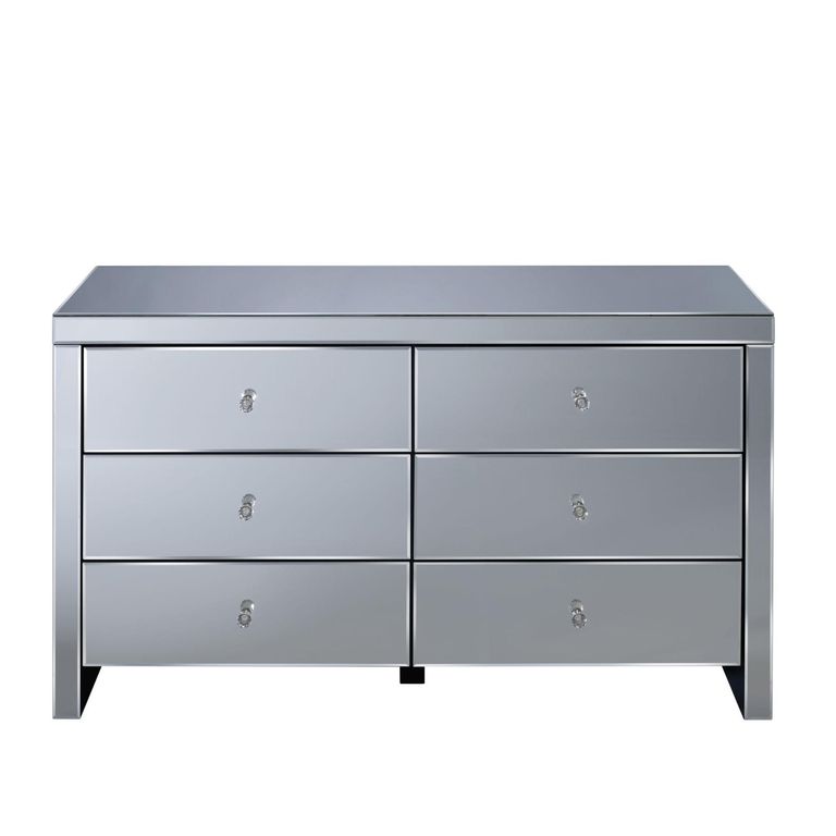 Seville Wide Chest - 6 Drawer - Mirrored