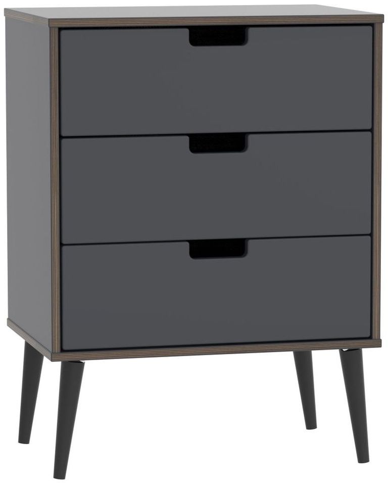 Shanghai Graphite 3 Drawer Small Chest with Wooden Legs