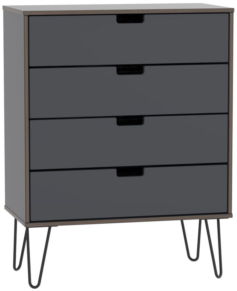 Shanghai Graphite 4 Drawer Chest with Hairpin Legs